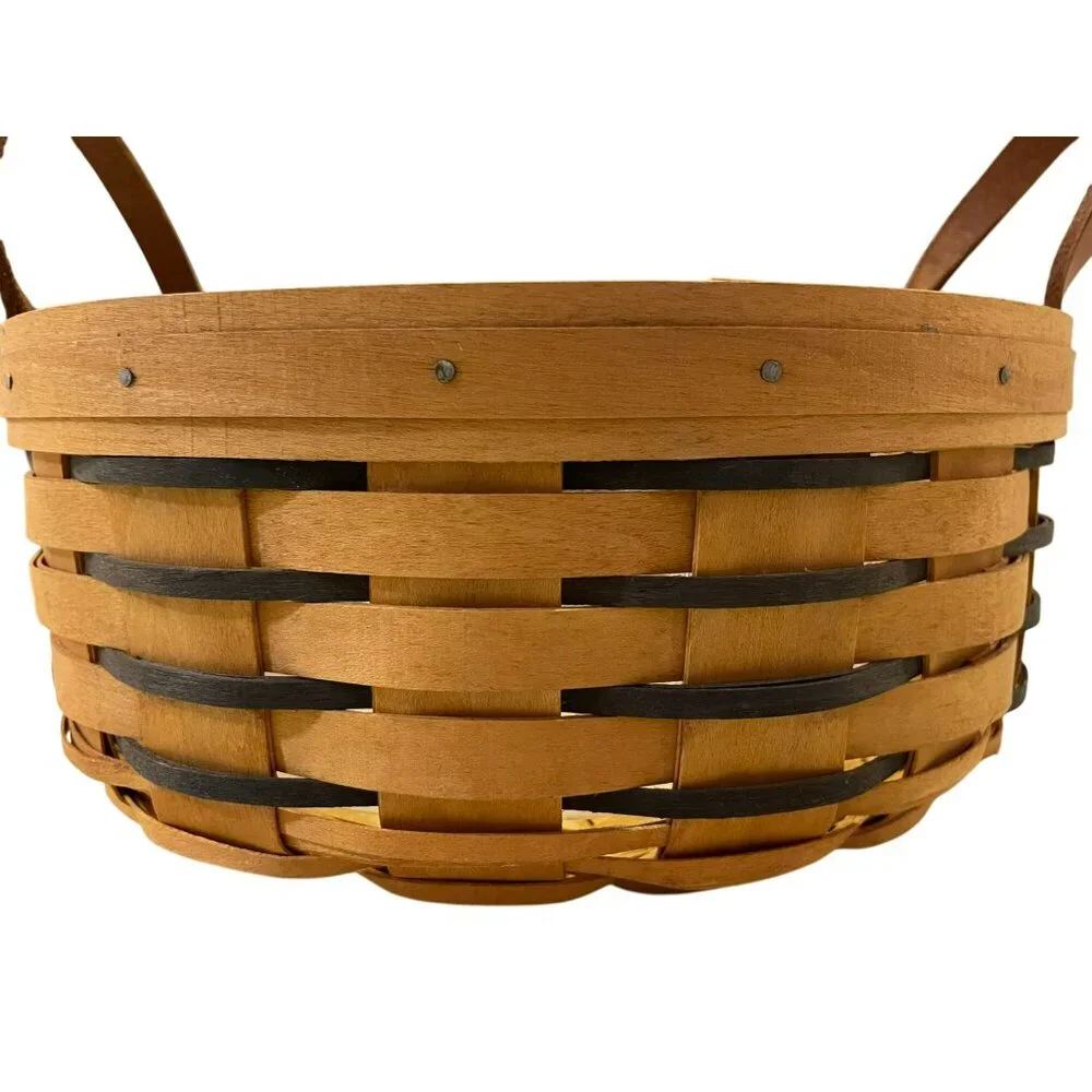 Vintage 1997 Basket Leather Handles Plastic Protector Used